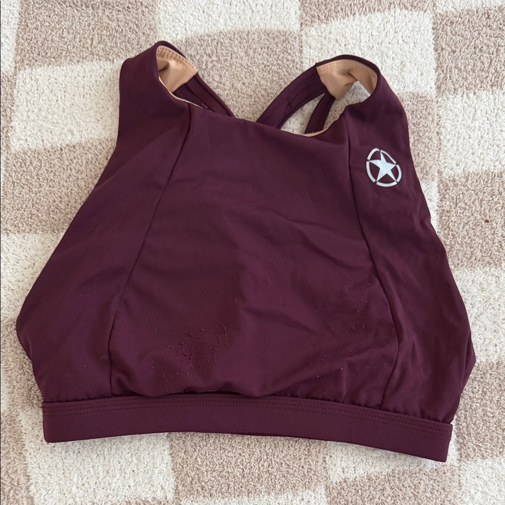 Savage Barbell Maroon Sports Bra with Tan Lining